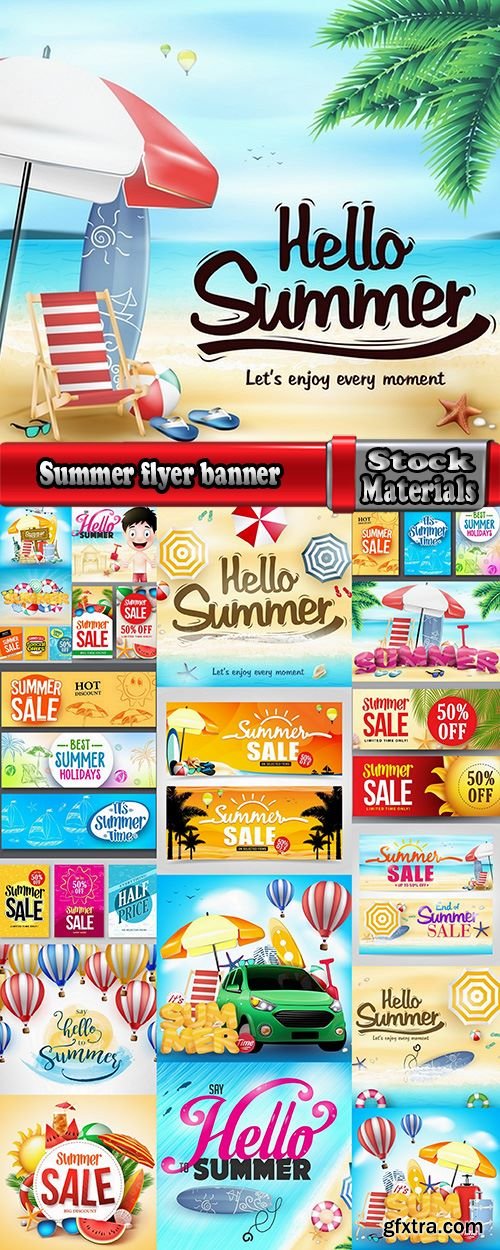 Summer flyer banner discount business card invitation card 20 EPS