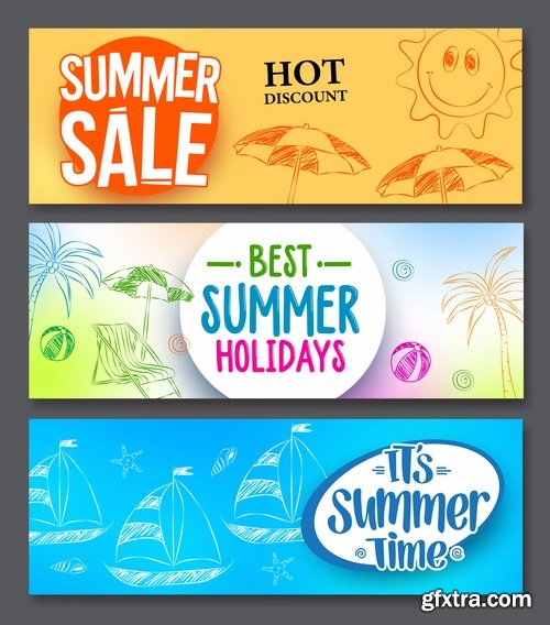 Summer flyer banner discount business card invitation card 20 EPS