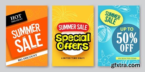 Summer flyer banner discount business card invitation card 20 EPS