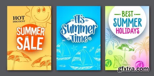 Summer flyer banner discount business card invitation card 20 EPS