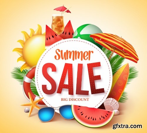 Summer flyer banner discount business card invitation card 20 EPS