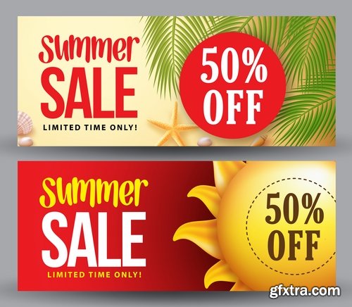 Summer flyer banner discount business card invitation card 20 EPS