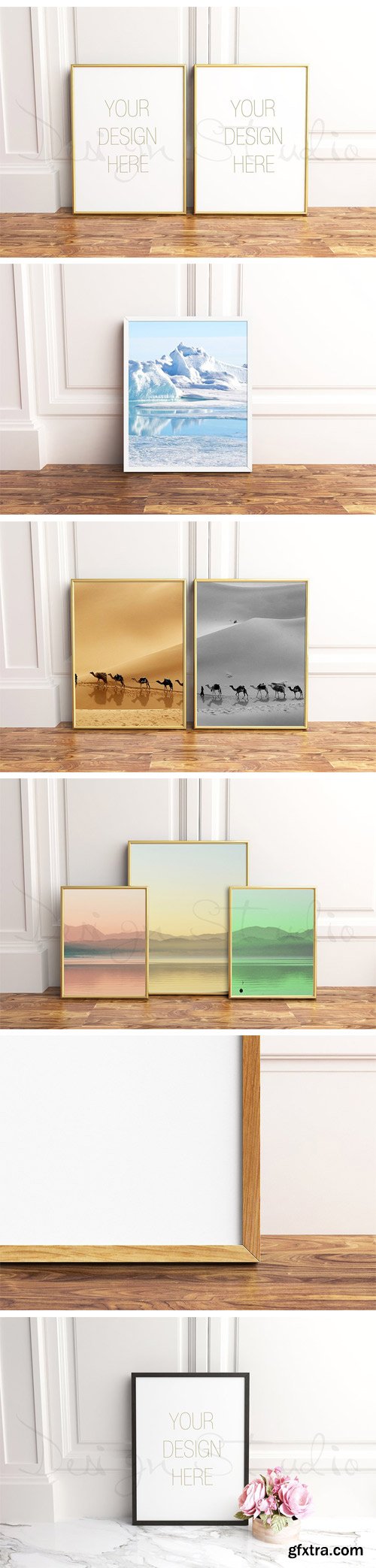 CM 1557290 - Frame Mockups Bundle, Gold, Wood, W&B