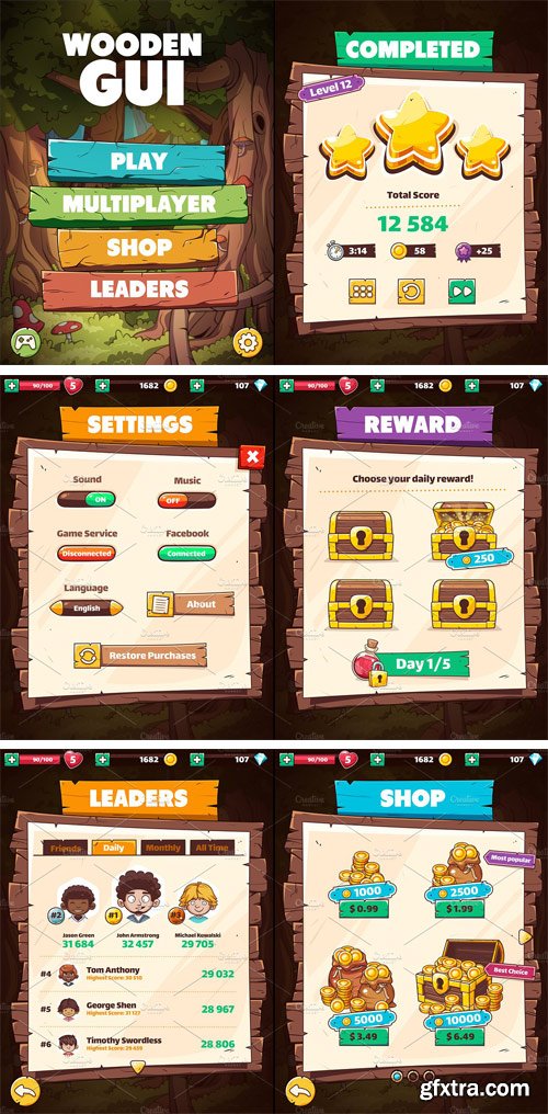 CM 1527825 - Wooden GUI for Mobile Game