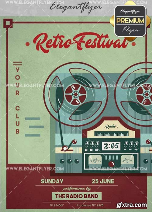 Retro Festival V12 Flyer PSD Template + Facebook Cover