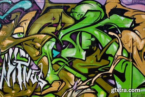 Graffiti drawing on a wall teenager ballon with paint 20 HQ Jpeg