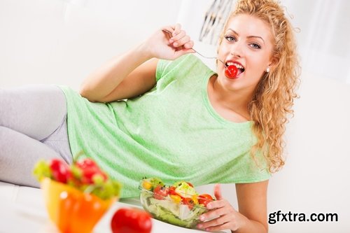 Woman eating tomato slimming vegetable 25 HQ Jpeg