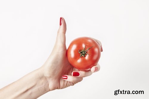 Woman eating tomato slimming vegetable 25 HQ Jpeg