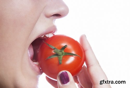 Woman eating tomato slimming vegetable 25 HQ Jpeg