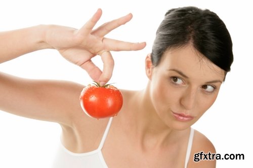 Woman eating tomato slimming vegetable 25 HQ Jpeg