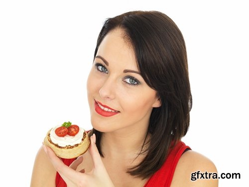 Woman eating tomato slimming vegetable 25 HQ Jpeg