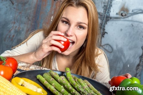 Woman eating tomato slimming vegetable 25 HQ Jpeg