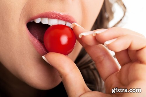 Woman eating tomato slimming vegetable 25 HQ Jpeg