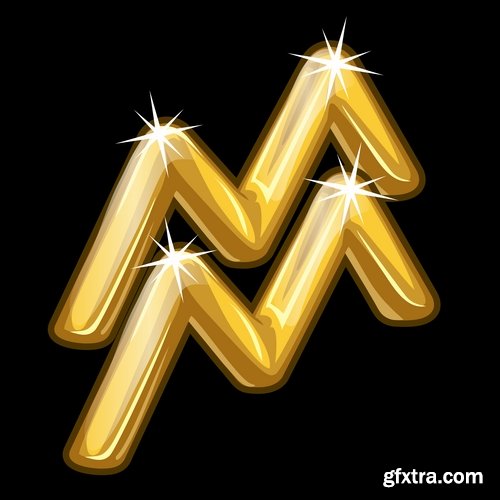 Zodiac golden icon logo banner flyer 12 EPS