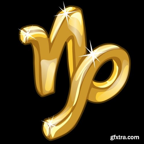 Zodiac golden icon logo banner flyer 12 EPS