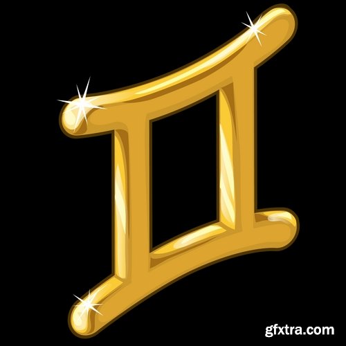 Zodiac golden icon logo banner flyer 12 EPS