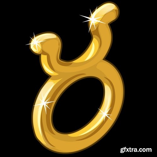 Zodiac golden icon logo banner flyer 12 EPS