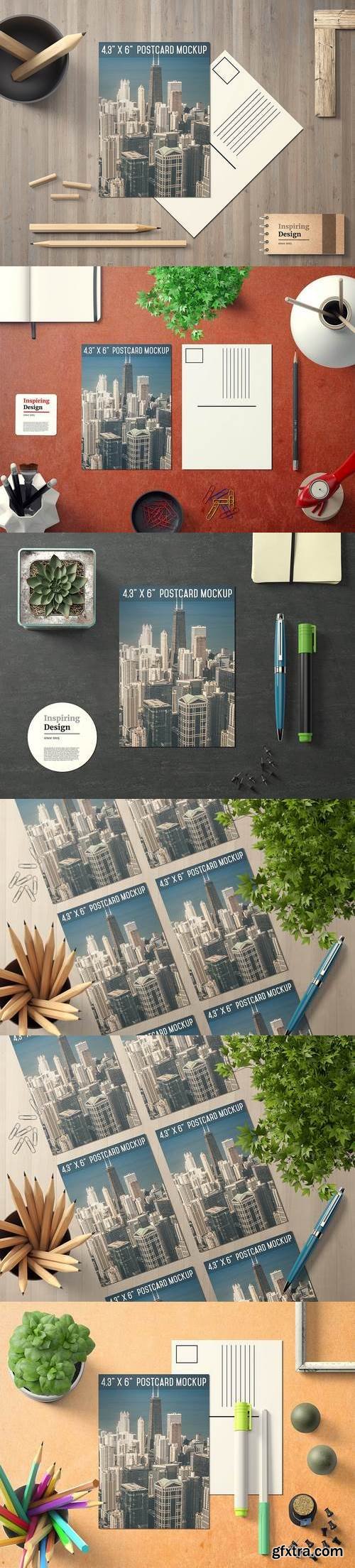 4.3x6\'\' Postcard Mockup