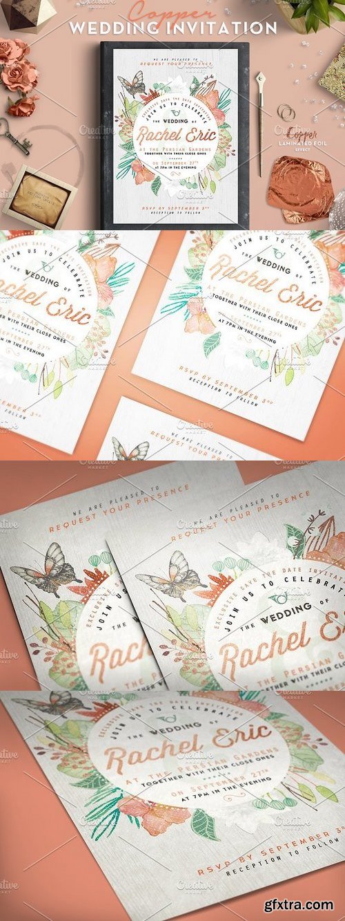 CM - Copper Foil Wedding Invitation 424072