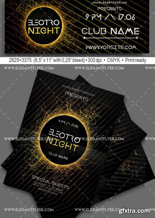 Electro Night V41 Flyer PSD Template + Facebook Cover