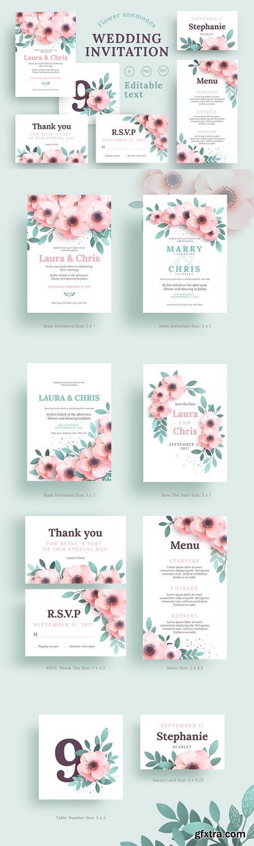 CM - Anemones Wedding Invitation set 1528835