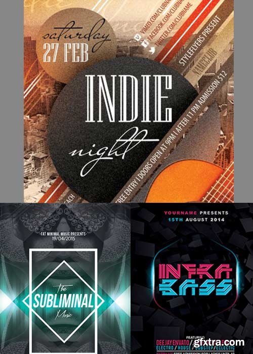 Minimal Party 3in1 V11 Flyer Template