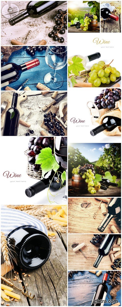 Bottle of red wine with fresh grape 13X JPEG