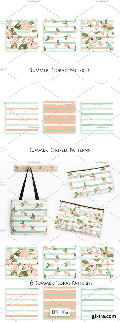 CM - Flowers on striped seamless pattern 695190