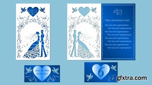 Invitation card flyer banner wedding party summer holiday birthday 25 EPS