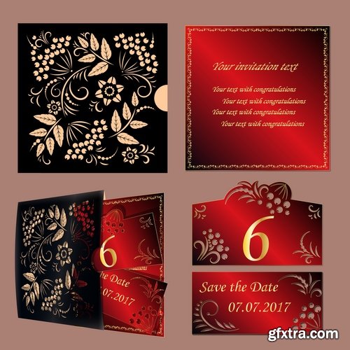 Invitation card flyer banner wedding party summer holiday birthday 25 EPS