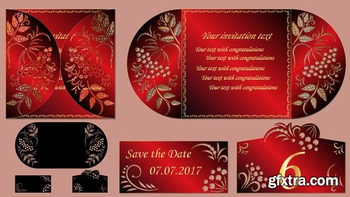 Invitation card flyer banner wedding party summer holiday birthday 25 EPS