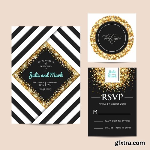 Invitation card flyer banner wedding party summer holiday birthday 25 EPS