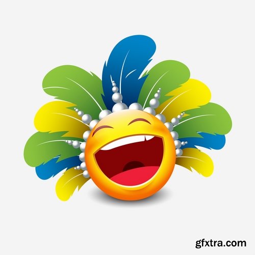 Smiley laughter emotion on the face cartoon character 12 EPS