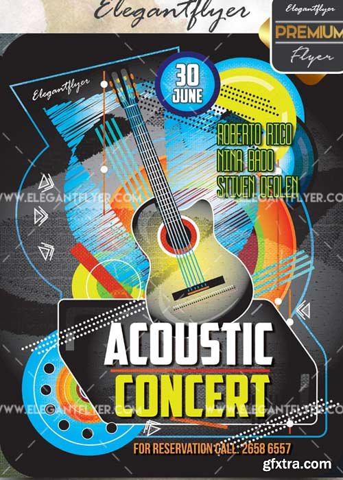 Acoustic Party V15 Flyer PSD Template + Facebook Cover