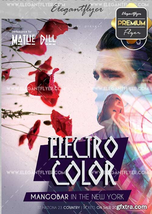 Electro Color V23 Flyer PSD Template + Facebook Cover