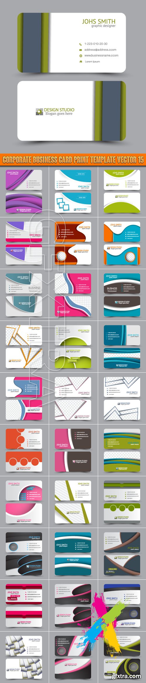 Corporate business card print template vector 15