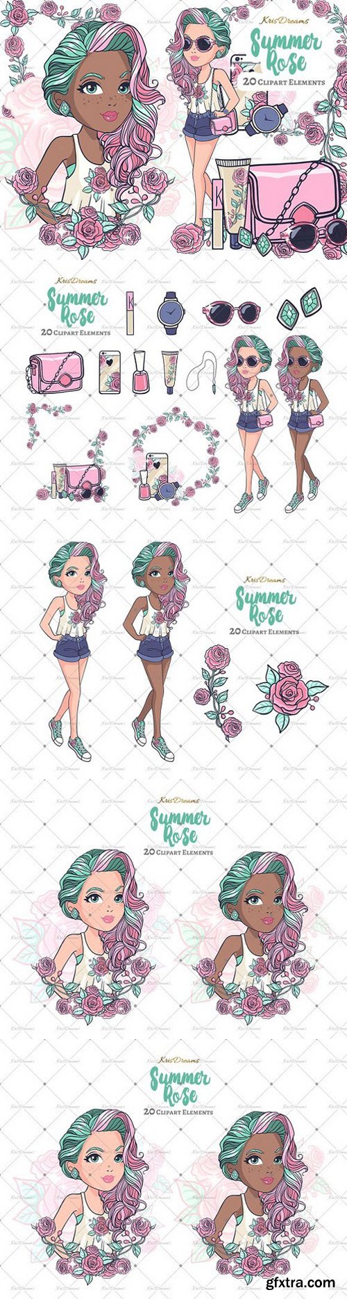 CM - Summer Rose Clipart Set 1527832