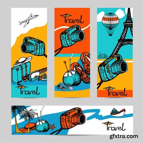 Tourist advertising banner booklet brochure magazine cover 15 EPS