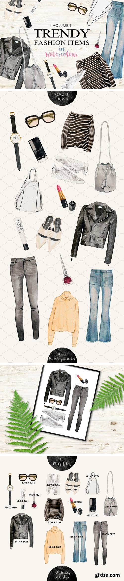 CM 1523968 - Trendy Fashion Items in Watercolor