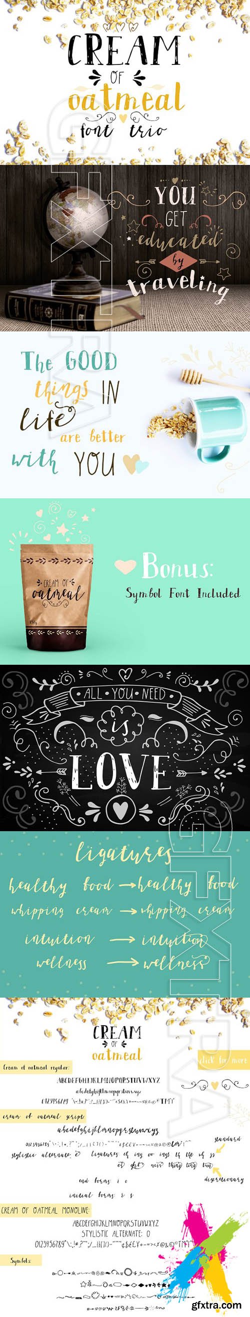 CM - Cream of oatmeal font trio Font Script 1607952