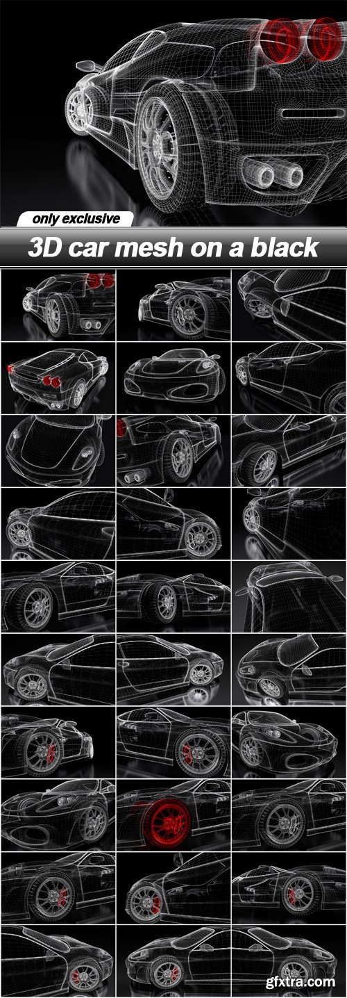 3D car mesh on a black - 30 UHQ JPEG