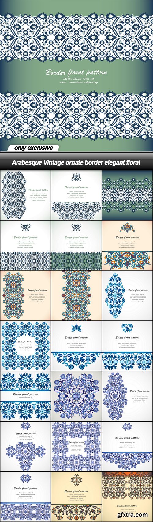 Arabesque Vintage ornate border elegant floral - 22 EPS