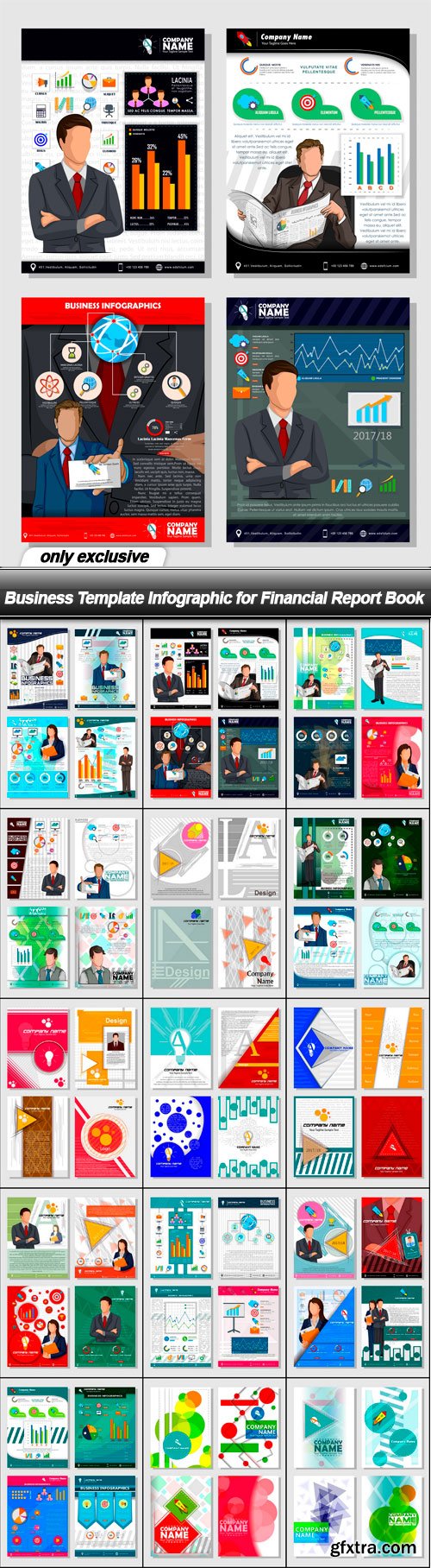 Business Template Infographic for Financial Report Book - 15 EPS
