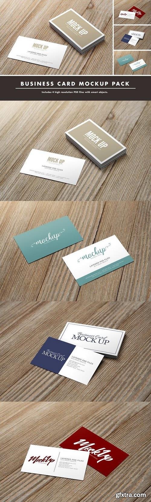 CM - Business Card Mockup Pack on Wood 1318317