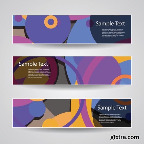 Banner sign flyer set background flyer cover book booklet business card ribbon 25 EPS