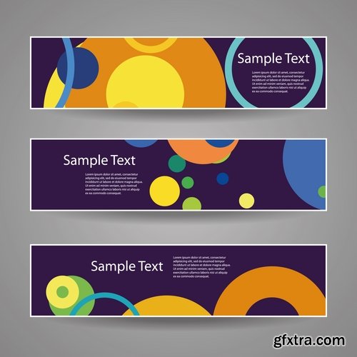 Banner sign flyer set background flyer cover book booklet business card ribbon 25 EPS