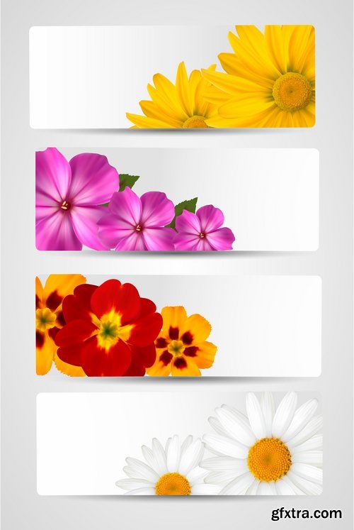 Banner sign flyer set background flyer cover book booklet business card ribbon 25 EPS