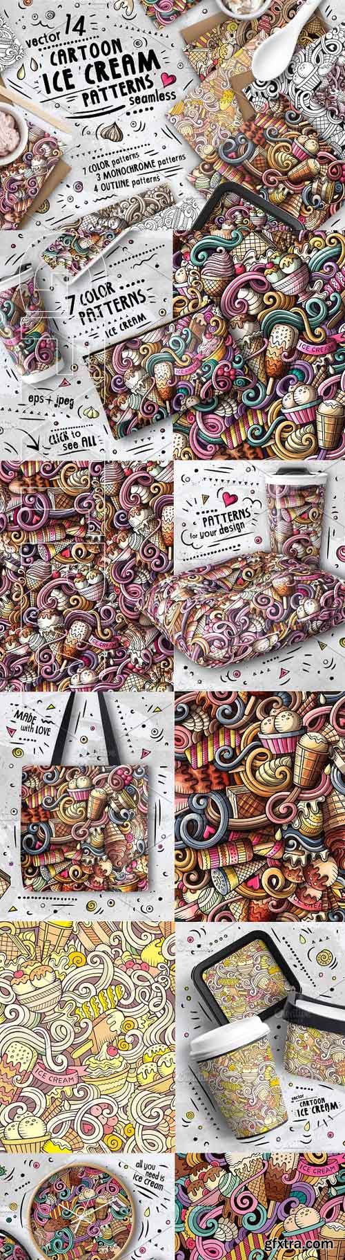 CM - 14 Ice Cream Seamless Patterns Pack 1614149