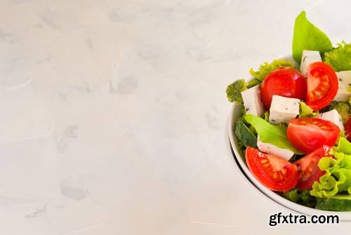 Lettuce Leaves, Cherry Tomatoes, Cucumber, Broccoli and Tofu Salad