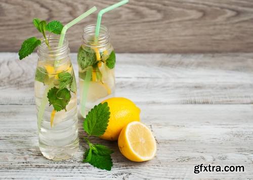 Fresh Lemonade, Cold Drink in a Glass Bottle